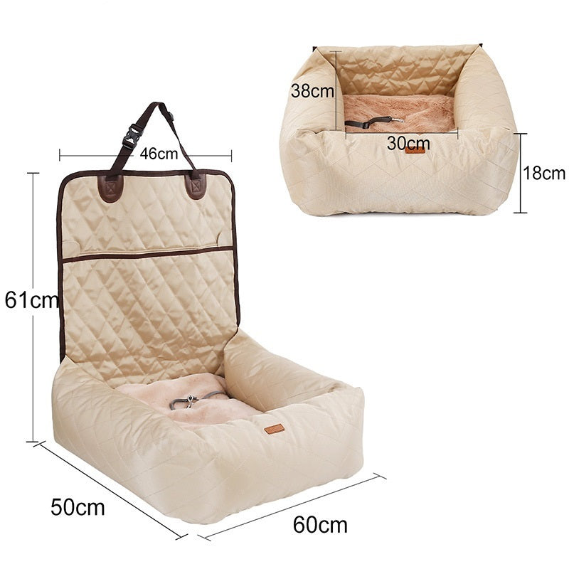 2-in-1 Pet Dog Carrier & Car Seat Pad – Foldable Waterproof Travel Bed, Multi-Purpose Dog Car Mattress (Black | Gray | Beige)