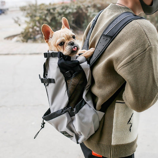 Portable Pet Dog Carrier Backpack – Double Shoulder Travel Bag for Small & Medium Dogs, Breathable Outdoor Design (Red | Blue | Gray | Black)
