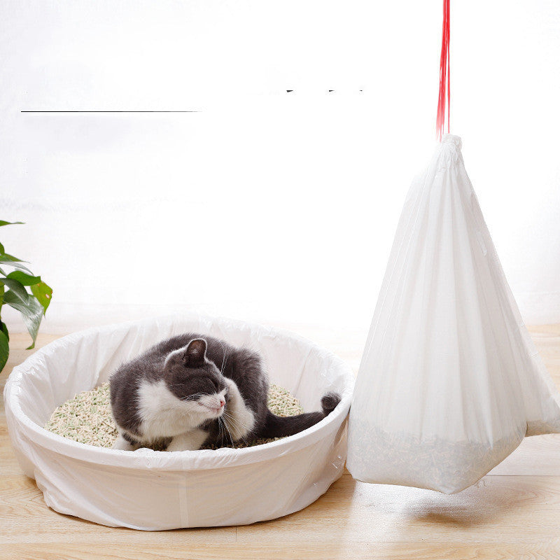 5.	Thick Drawstring Cat Litter Box Garbage Bags – Leak-Proof, Tear-Resistant LDPE Cleaning Liners (Blue)
