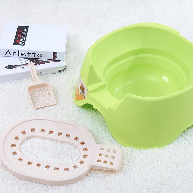 Spillproof Oversized Cat Litter Pan – Semi-Enclosed, Easy-Clean Detachable Cat Toilet (Green | Orange)
