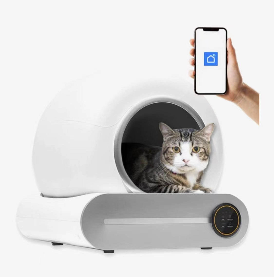 Automatic Smart Cat Litter Box – Self-Cleaning Electric Pooper Scooper with Odor Control (White)