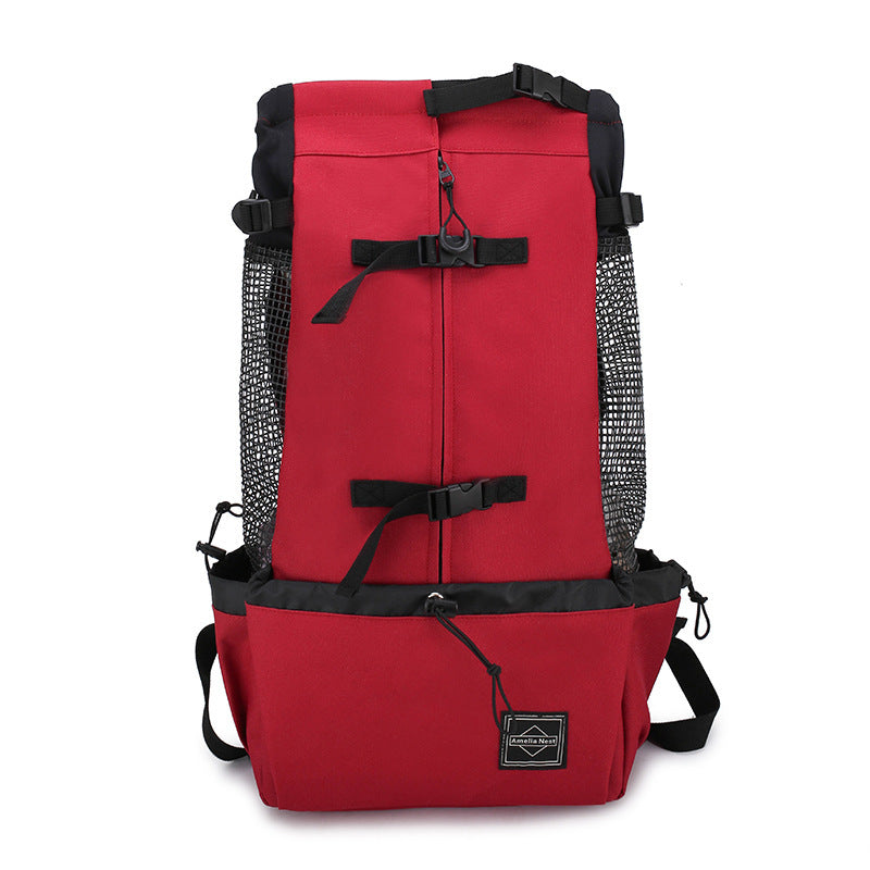 Portable Pet Dog Carrier Backpack – Double Shoulder Travel Bag for Small & Medium Dogs, Breathable Outdoor Design (Red | Blue | Gray | Black)