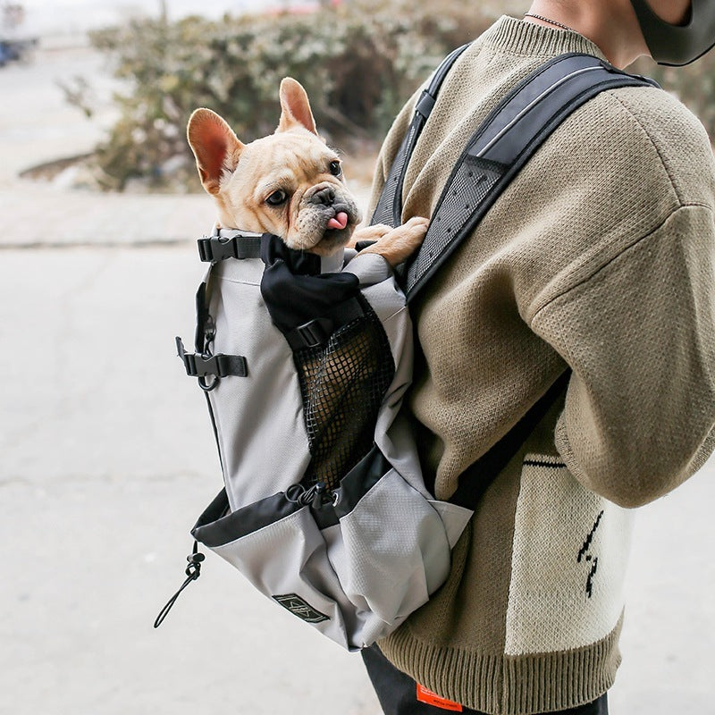 Portable Pet Dog Carrier Backpack – Double Shoulder Travel Bag for Small & Medium Dogs, Breathable Outdoor Design (Red | Blue | Gray | Black)