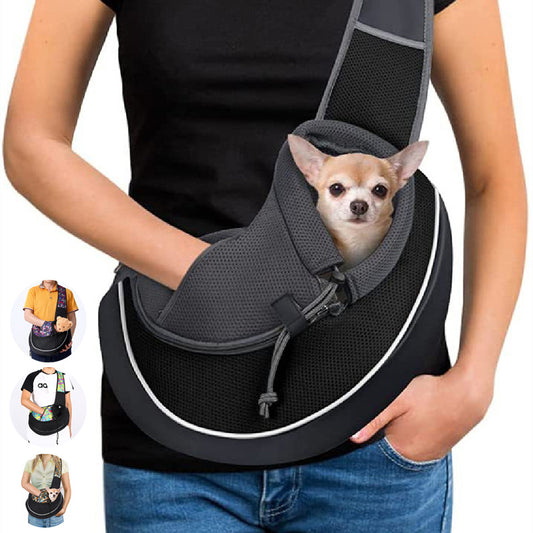 Portable Pet Carrier Crossbody Bag for Dogs & Cats – Breathable, Safe & Stylish Outdoor Travel Sling (Black, Oxford Fabric)
