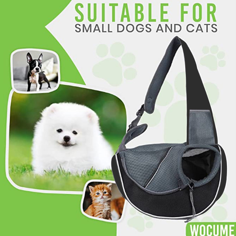 Portable Pet Carrier Crossbody Bag for Dogs & Cats – Breathable, Safe & Stylish Outdoor Travel Sling (Black, Oxford Fabric)