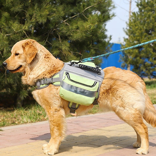 Outdoor Large Dog Backpack – Adjustable Oxford Cloth Travel Harness Pack for Hiking, Camping & Training (Black | Green | Yellow | Camouflage | Gray | Blue)