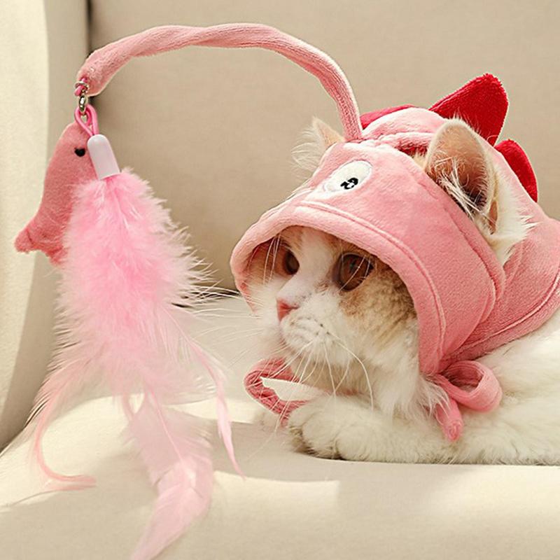 New Head Wearing Feather Funny Cat Stick Funny Cat