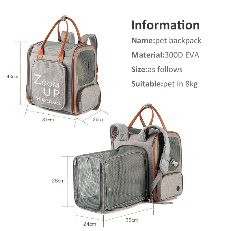 Large Capacity Oxford Cloth And PU Expandable Pet Bag Secondary image