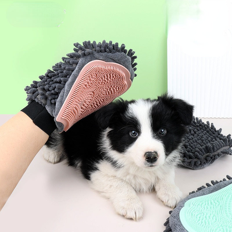 Pet Bathing Brush 2-in-1 Grooming Glove Elegant Dog Grooming Tool For Brushing, Massaging, And Drying Pet Grooming Kit For Dog Cat 2-Sided Bathing Brush Cleaning Massage Glove Main image