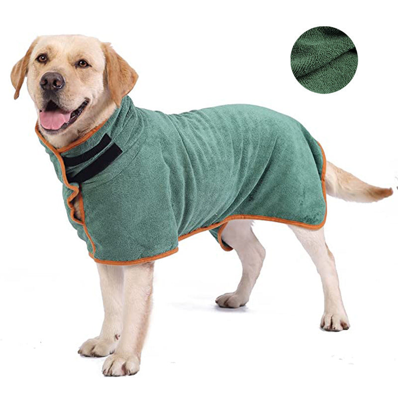 Pet Bathrobe Fast Drying Towel Microfiber Absorbent Soft Bath Robe Adjustable Towel Grooming Coat For Small Medium Large Dog Main image