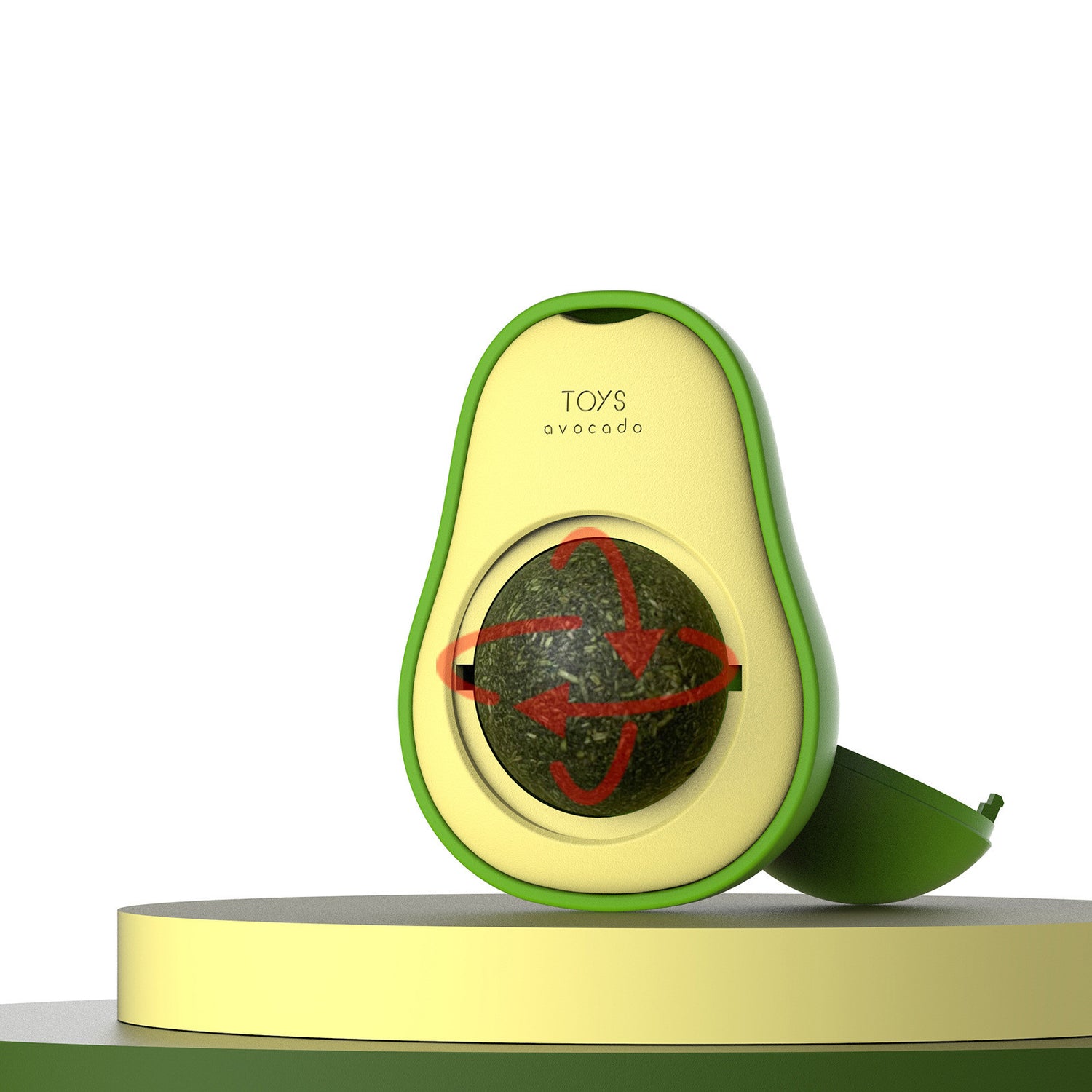 avocado catnip toy featuring a playful avocado design with a rolling ball inside for cats to enjoy.