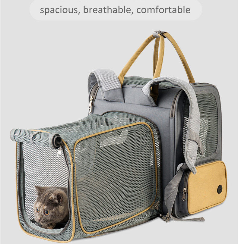 Large Capacity Oxford Cloth And PU Expandable Pet Bag Main image
