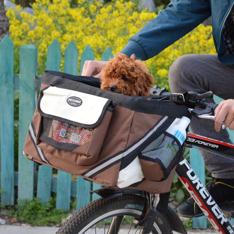 Pet Bicycle Carrier Cat Dog Bicycle Bag Bike Removable Basket Handlebar Front Basket Small Cat Dog Carrier Main image