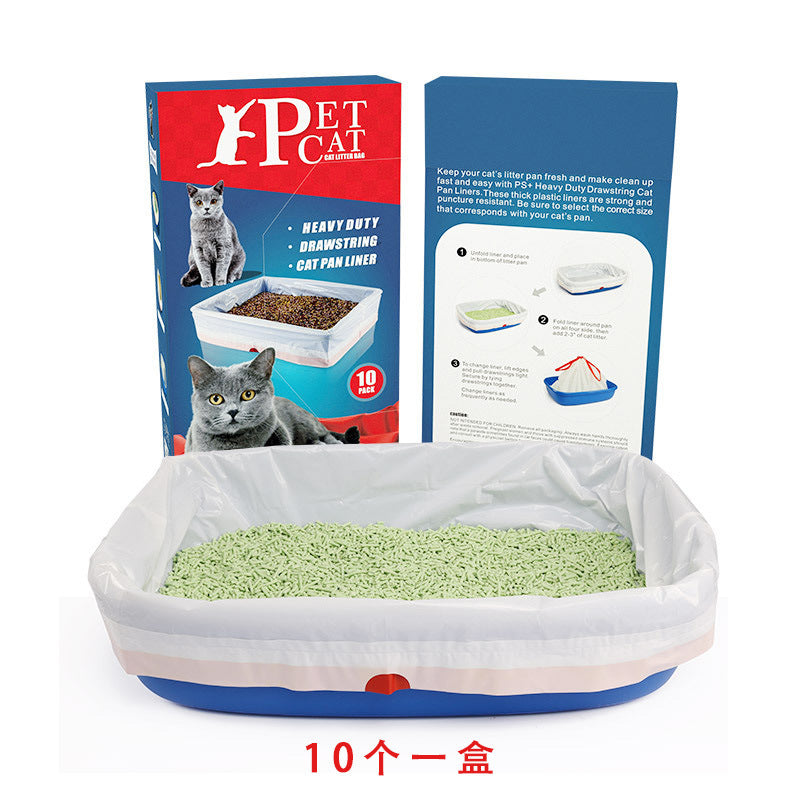 5.	Thick Drawstring Cat Litter Box Garbage Bags – Leak-Proof, Tear-Resistant LDPE Cleaning Liners (Blue)