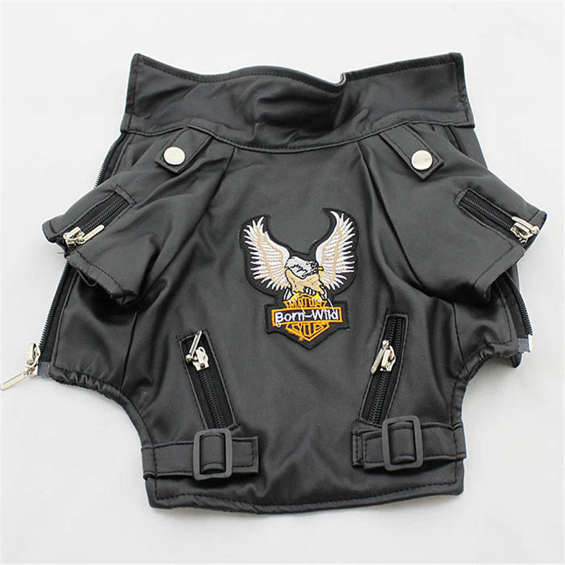 Pet Small Dog Sticker Embroidered Eagle Leather Jacket