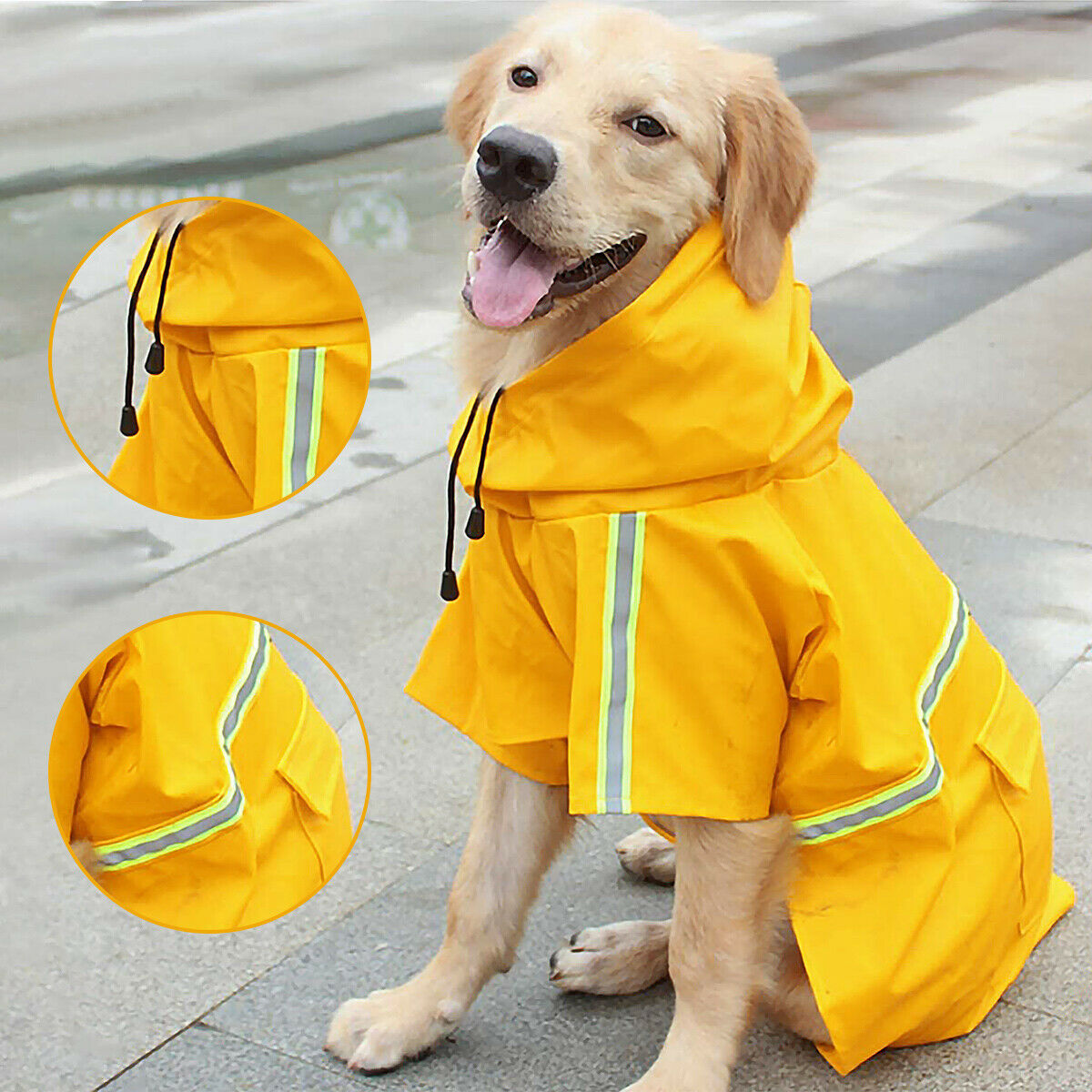 Dog Raincoat,Waterproof Dog Rain Jacket With Safety Reflective Stripe,Hooded Slicker Dachshund Doggy Dog Poncho With Leash For Dogs And Puppies Main image