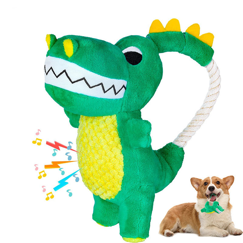 Dog Plush Sounding Chew Toy Durable Plush Toy Chew Dog Toys With Squeaker Soft Interactive Dinosaur Shape Pet Plush Toys For Main image