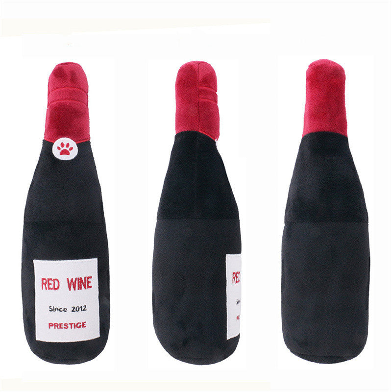 Pet Cats And Dogs Vocal Toys Plush Wine Bottle Chewing Teeth Stick Donut Small Secondary image
