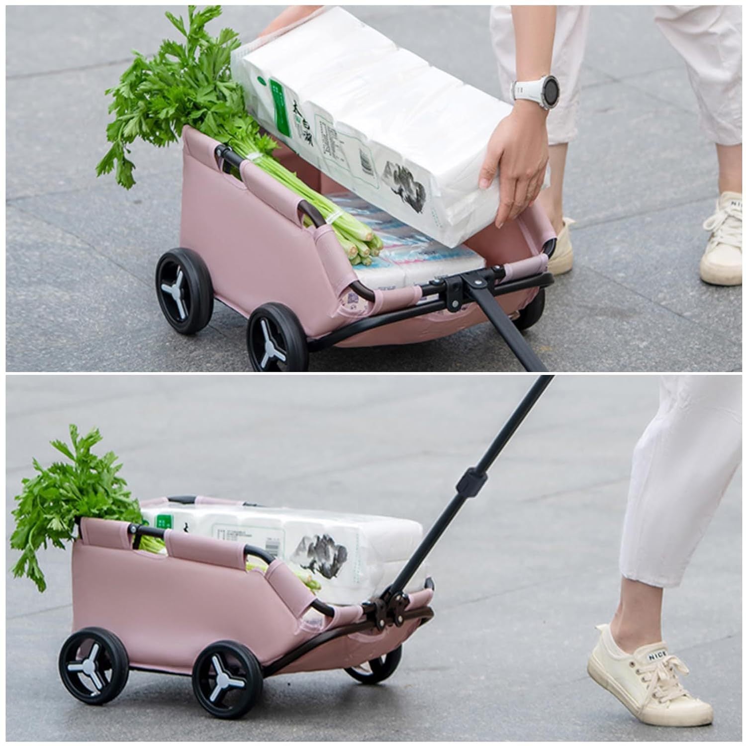 Pet Stroller Dog Cat Trolley Out Small Pet Cart Portable Foldable Storage Car Secondary image