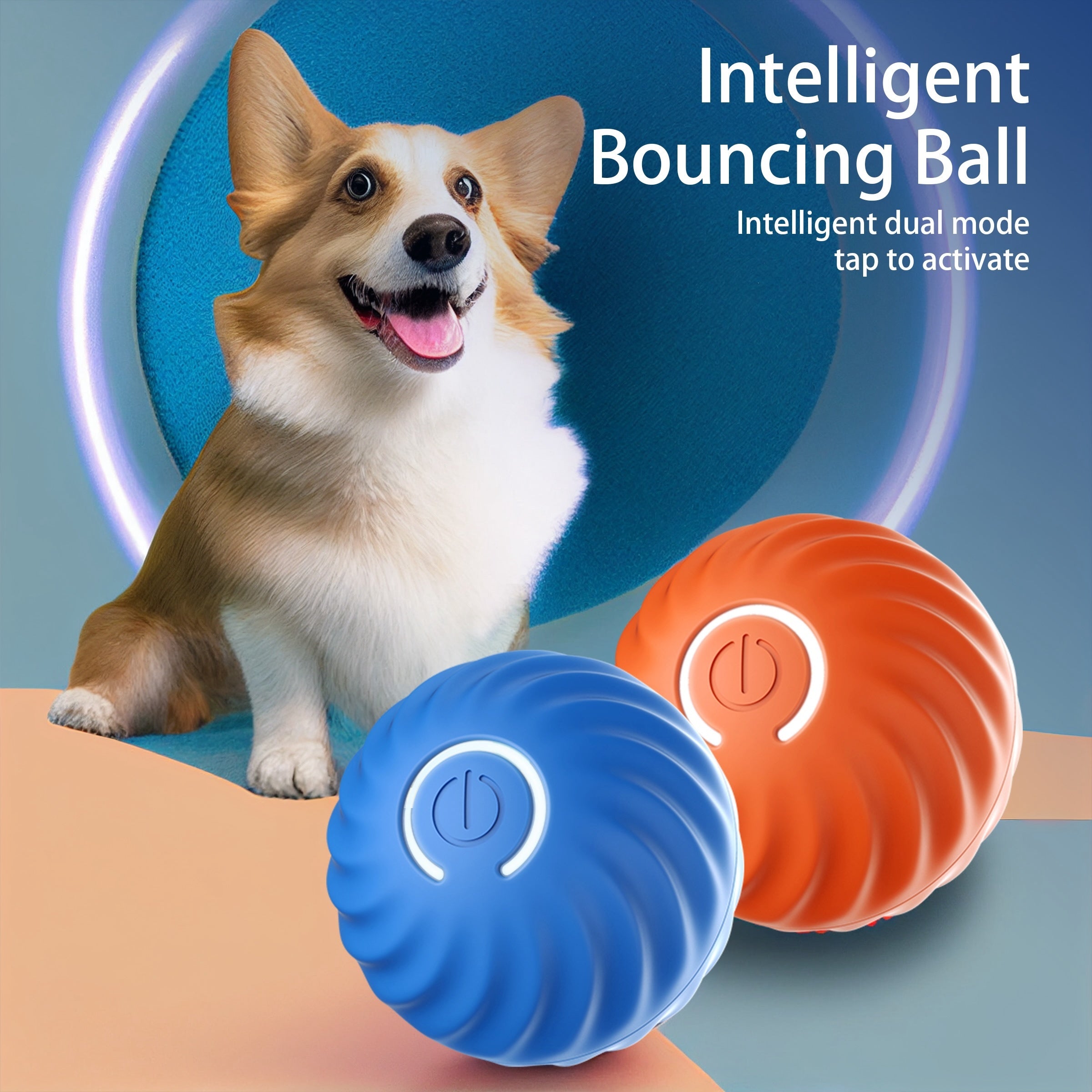 Interactive Bouncing Ball For Dogs,Automatic Smart Toy, Self-moving Rotating Stimulating Pet Entertainment, Noise-Reducing Urchin Cover,USB Rechargeable Dog Toy, Dog Electric Interactive Toy Main image
