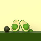 Two avocado-shaped catnip toys with a ball, perfect for engaging cats in play. Avocado catnip toy.