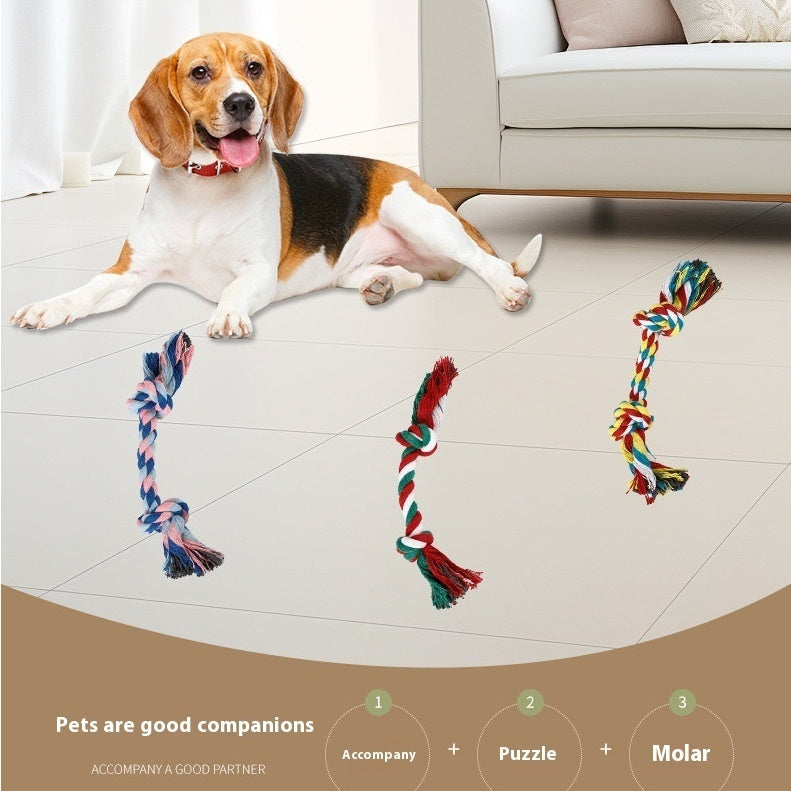 Dog bite rope toy dog rope knot molar bite-resistant color double knot cotton rope toy Main image