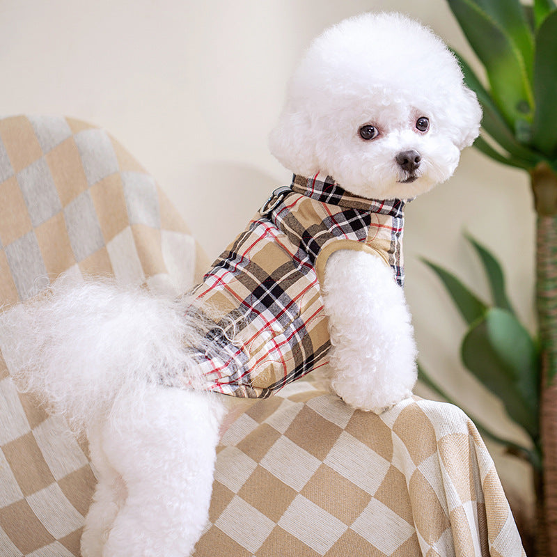 Winter Pet Dog Clothes Heavy Cotton Pet Clothes Jacket Plaid Zipper Down Jacket Pets Supplies Secondary image