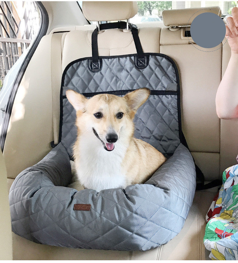 2-in-1 Pet Dog Carrier & Car Seat Pad – Foldable Waterproof Travel Bed, Multi-Purpose Dog Car Mattress (Black | Gray | Beige)