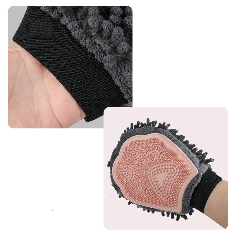 Pet Bathing Brush 2-in-1 Grooming Glove Elegant Dog Grooming Tool For Brushing, Massaging, And Drying Pet Grooming Kit For Dog Cat 2-Sided Bathing Brush Cleaning Massage Glove Secondary image