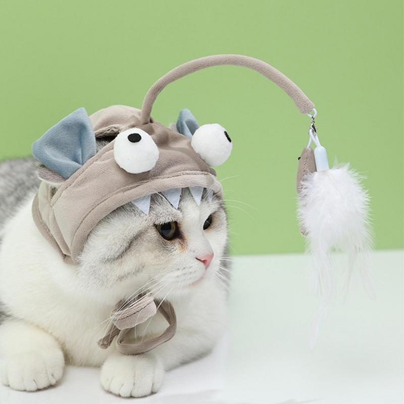 New Head Wearing Feather Funny Cat Stick Funny Cat