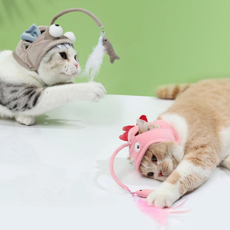New Head Wearing Feather Funny Cat Stick Funny Cat