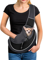 Portable Pet Carrier Crossbody Bag for Dogs & Cats – Breathable, Safe & Stylish Outdoor Travel Sling (Black, Oxford Fabric)