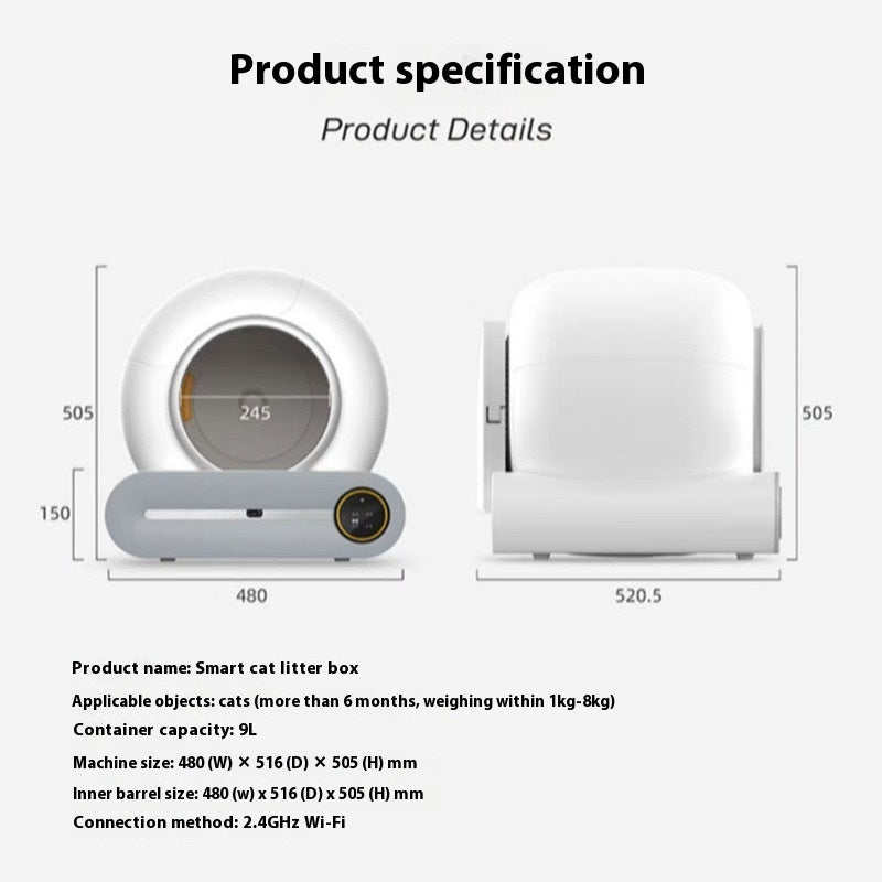 Automatic Smart Cat Litter Box – Self-Cleaning Electric Pooper Scooper with Odor Control (White)