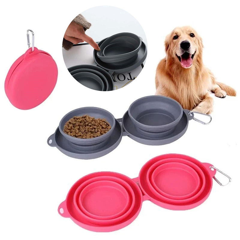 Rubber Foldable Double Bowl Pet Main image