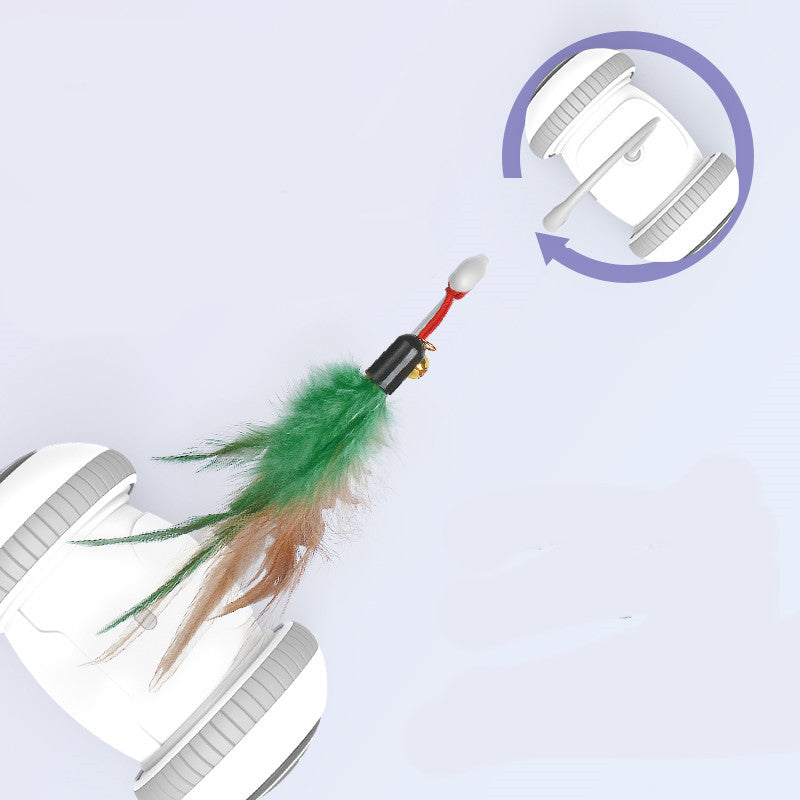 Interactive Cat Toy With Interchangeable Heads Pet Feather T