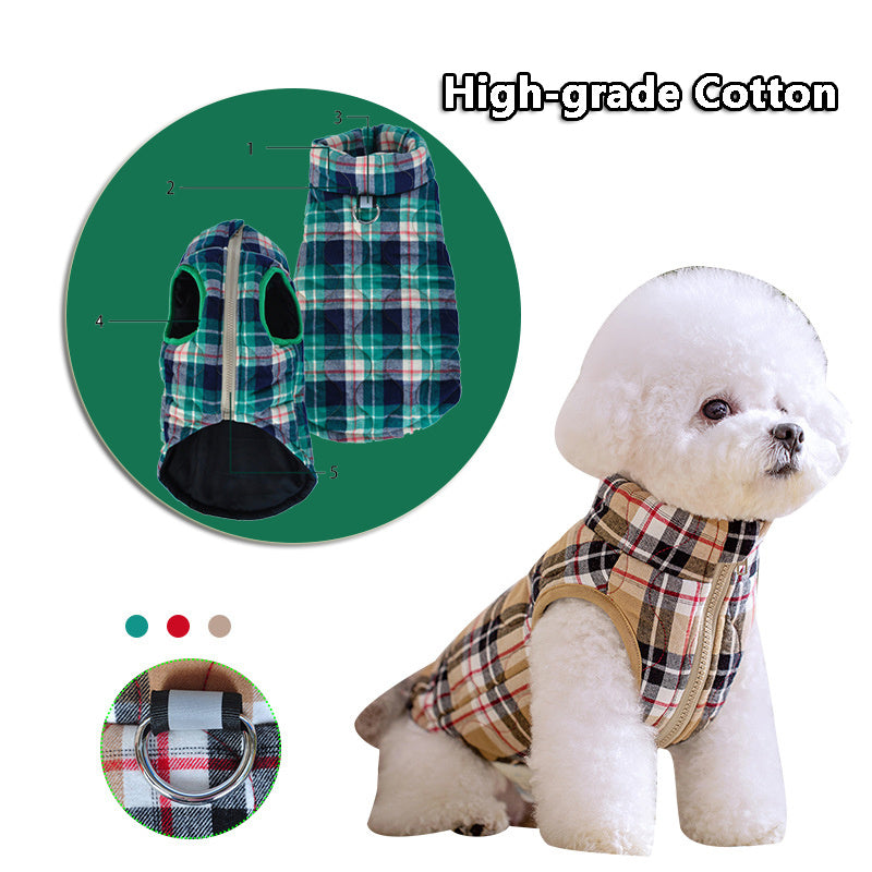 Winter Pet Dog Clothes Heavy Cotton Pet Clothes Jacket Plaid Zipper Down Jacket Pets Supplies Main image