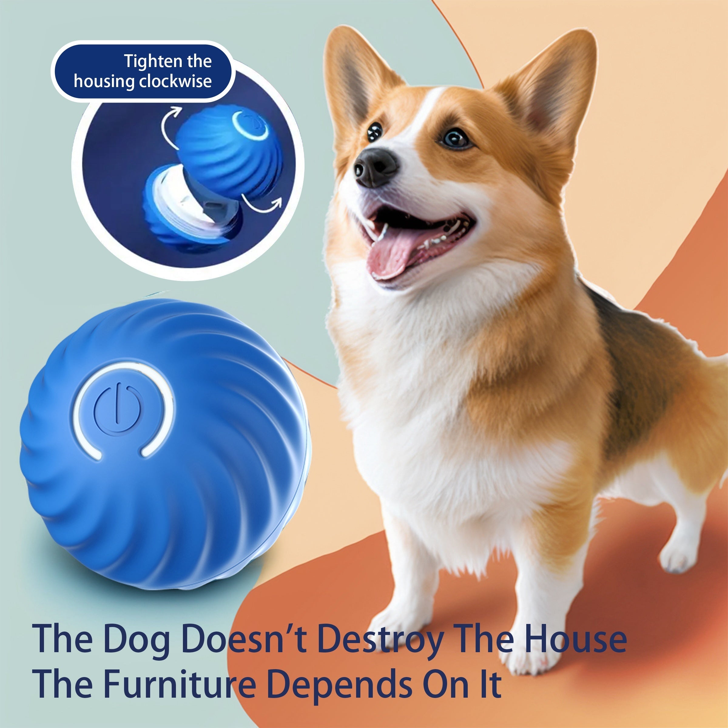 Interactive Bouncing Ball For Dogs,Automatic Smart Toy, Self-moving Rotating Stimulating Pet Entertainment, Noise-Reducing Urchin Cover,USB Rechargeable Dog Toy, Dog Electric Interactive Toy