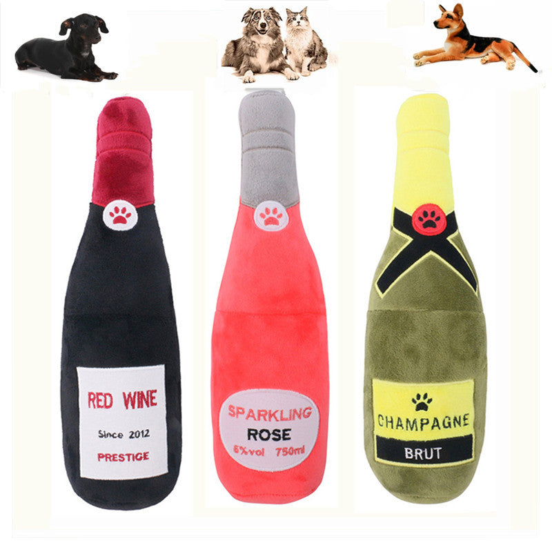 Pet Cats And Dogs Vocal Toys Plush Wine Bottle Chewing Teeth Stick Donut Small Main image