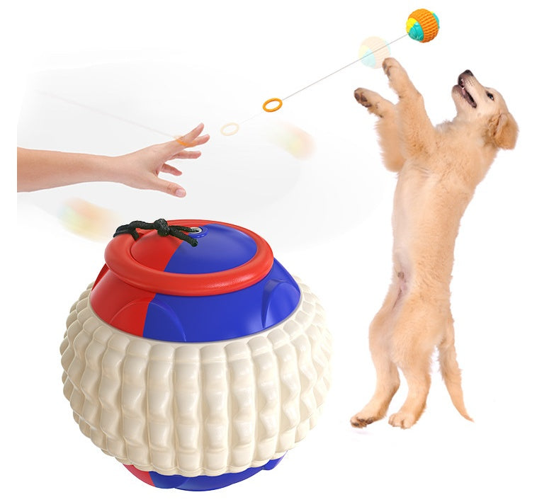 New Pet Draw Rope Hand Throwing Ball ABS Grinding Teeth Resistant Chew Dog Training Ball Main image