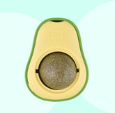 avocado catnip toy featuring a round catnip ball inside an avocado-shaped holder