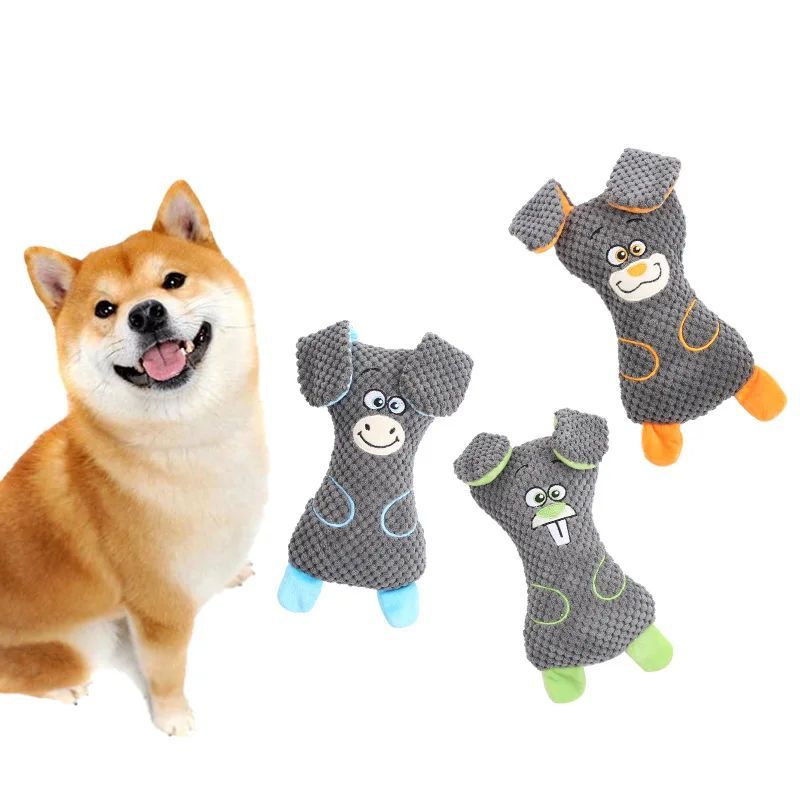 Dog Plush Bites Toys Squeak Cute Animal Shapes Grind Teeth And Clean Teeth Interactive Play Pet Supplies Main image