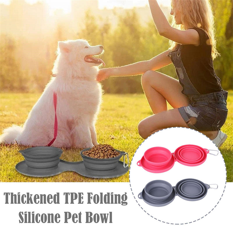 Rubber Foldable Double Bowl Pet